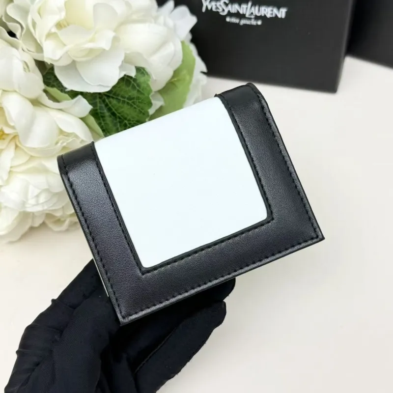 YSL Black White Leather Wallet 297 - Image 4