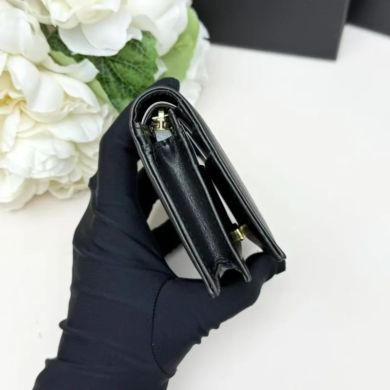 YSL Black White Leather Wallet 297 - Image 5