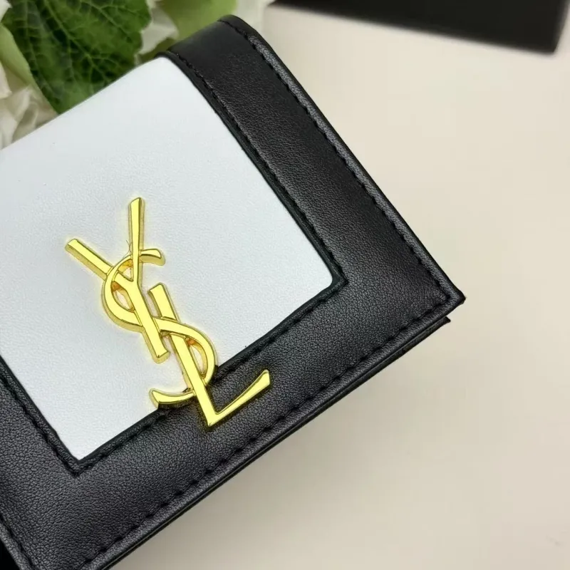 YSL Black White Leather Wallet 297 - Image 6