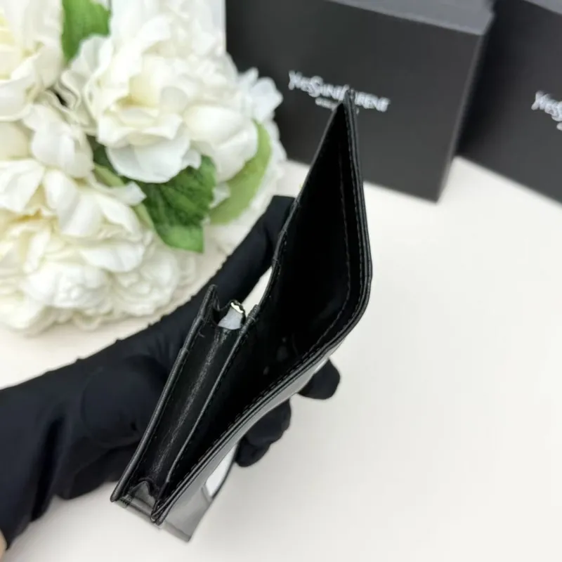 YSL Black White Leather Wallet 297 - Image 7