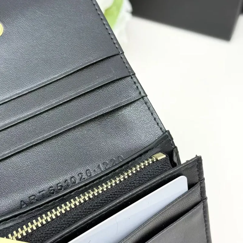 YSL Black White Leather Wallet 297 - Image 9