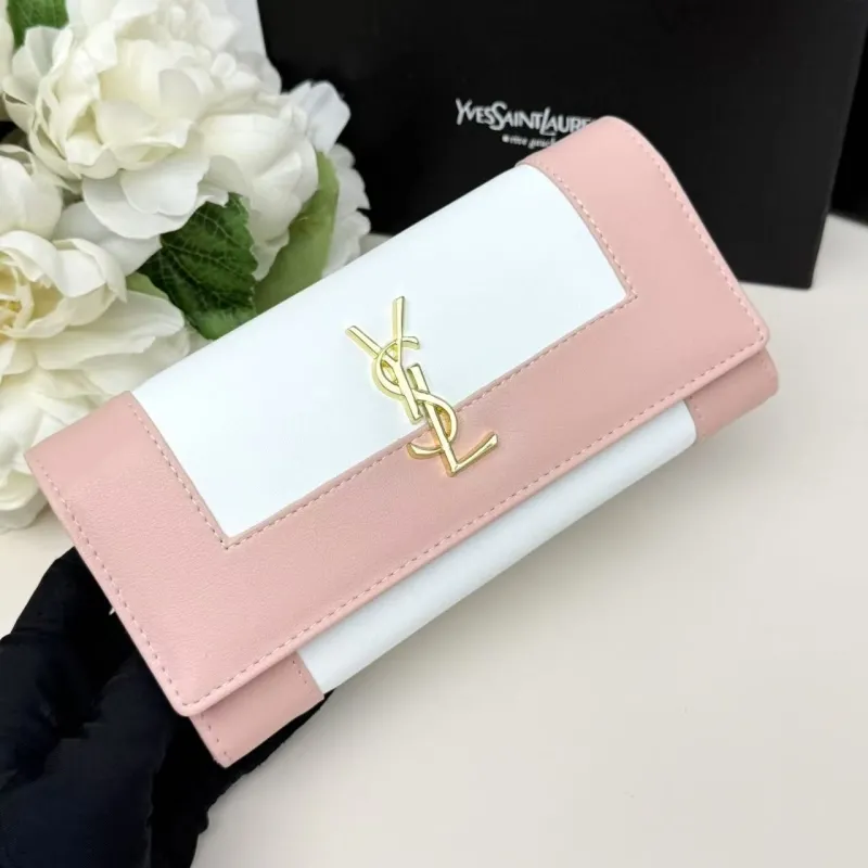Alternative view of YSL Pink White Leather Long Wallet 299