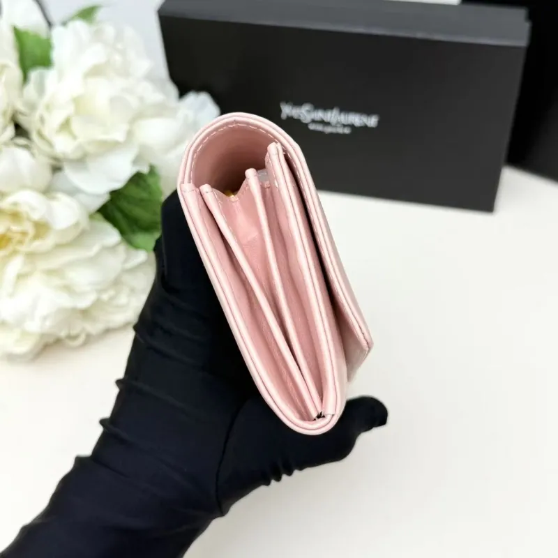 YSL Pink White Leather Long Wallet 299 - Image 5