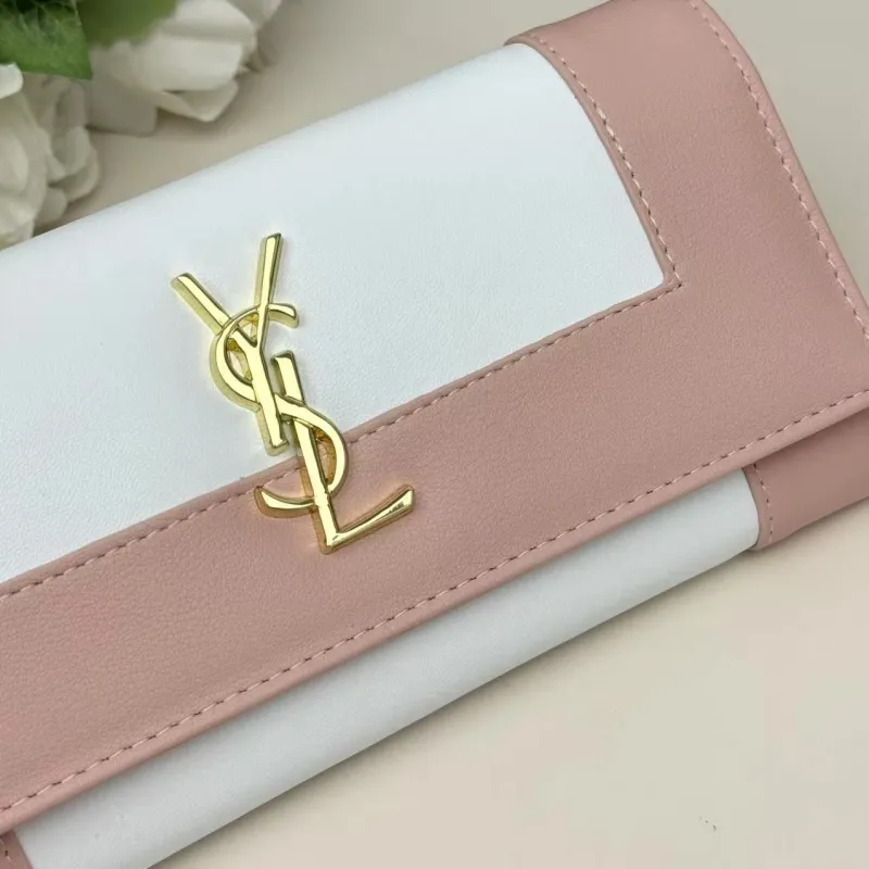 YSL Pink White Leather Long Wallet 299 - Image 6
