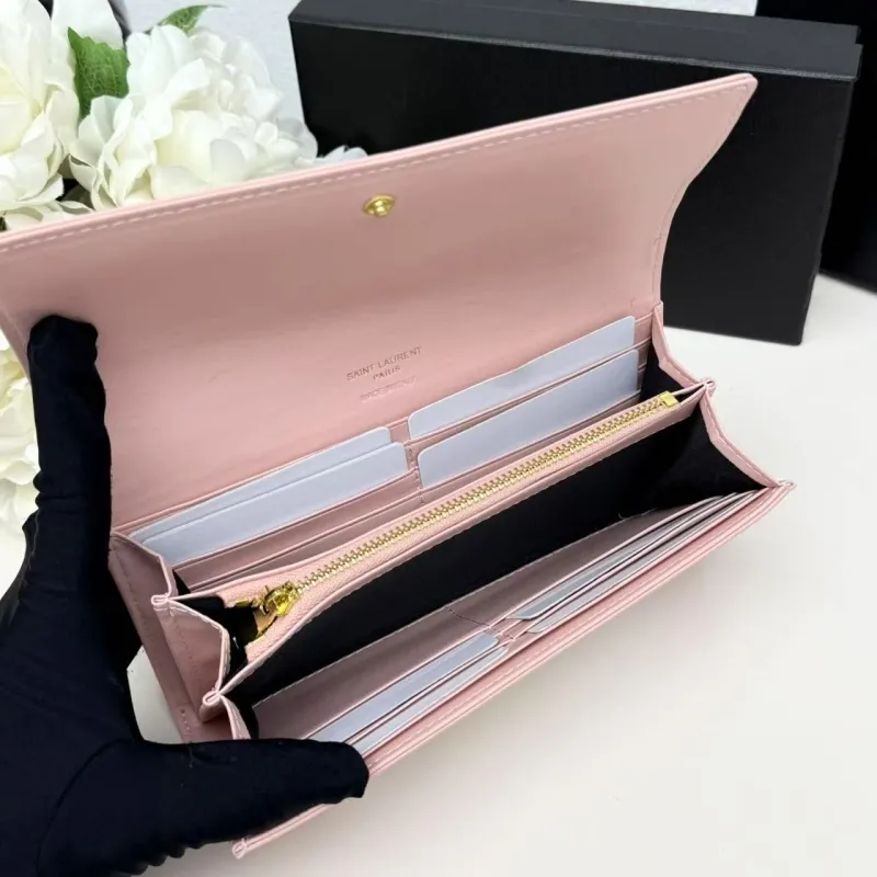 YSL Pink White Leather Long Wallet 299 - Image 8