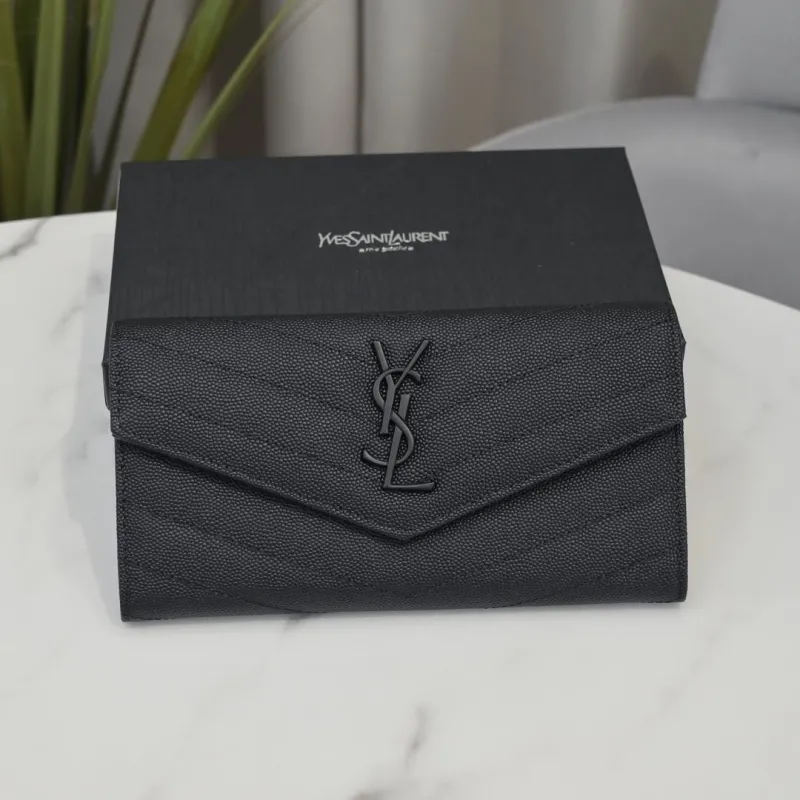 YSL Black Long Wallet 304