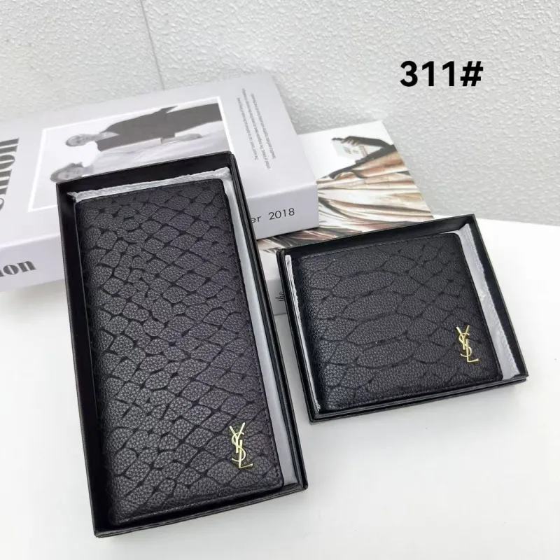 YSL Black Leather Wallets Set 311