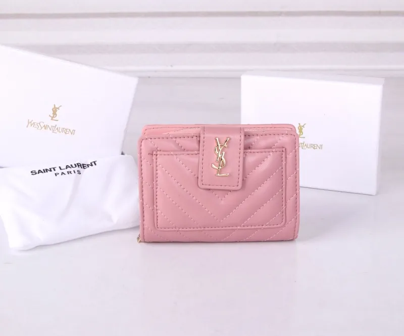 YSL Pink Leather Wallet 307