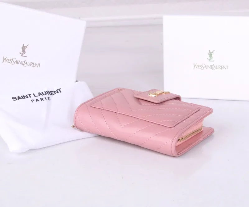 YSL Pink Leather Wallet 307 - Image 6