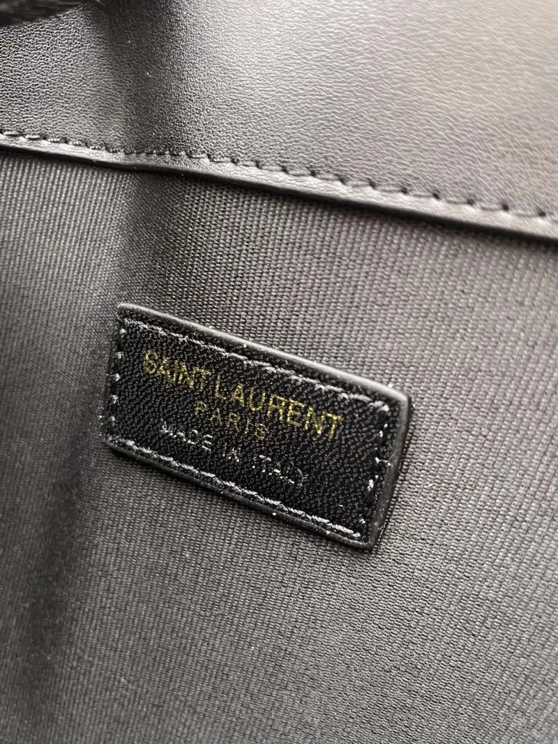 YSL Beige Black Canvas Leather Clutch Bag S08025 - Image 9