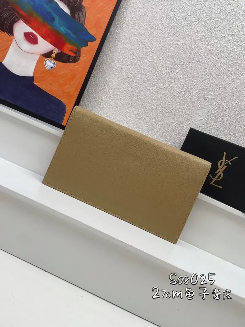 Alternative view of YSL Beige Caviar Leather Clutch Bag S08025 27cm