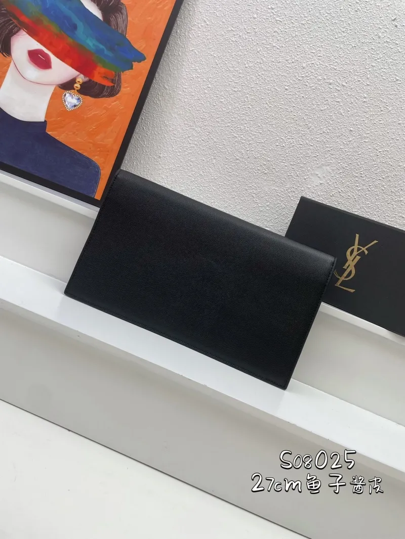 Alternative view of YSL Black Caviar Leather Clutch Bag S08025 27cm