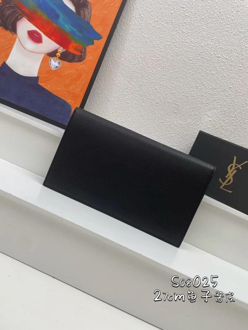 Alternative view of YSL Black Leather Clutch Bag S08025 27cm