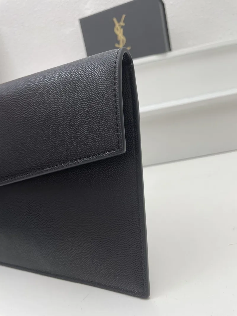 YSL Black Leather Clutch Bag S08025 27cm - Image 5