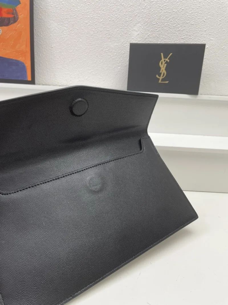 YSL Black Leather Clutch Bag S08025 27cm - Image 7