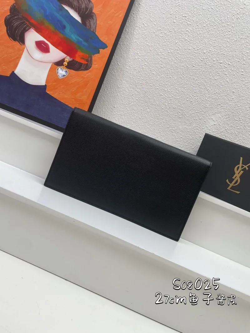 Alternative view of YSL Black Caviar Leather Clutch S08025 27cm