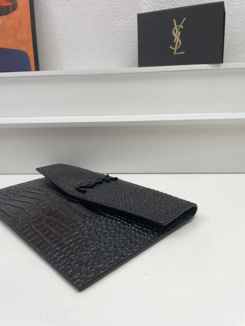 YSL Black Crocodile Leather Clutch Bag S08025 27cm - Image 5