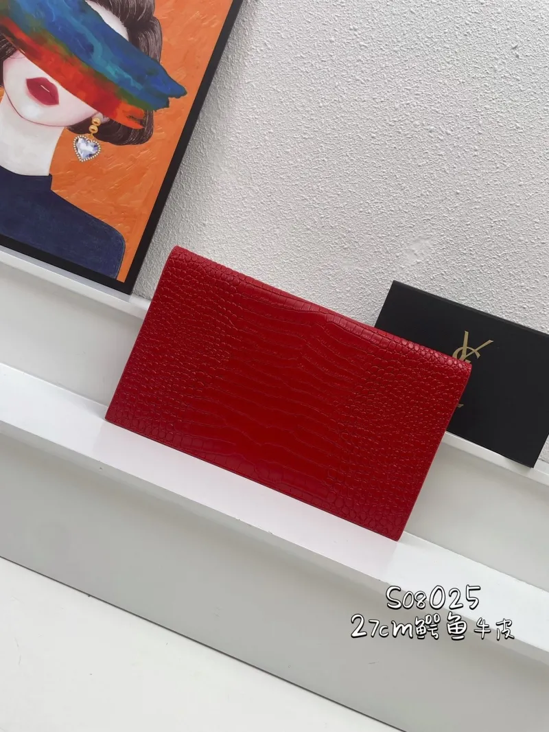 Alternative view of YSL Red Crocodile Leather Clutch Bag S08025 27cm