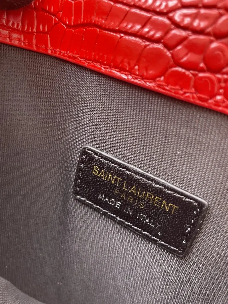 YSL Red Crocodile Leather Clutch Bag S08025 27cm - Image 8