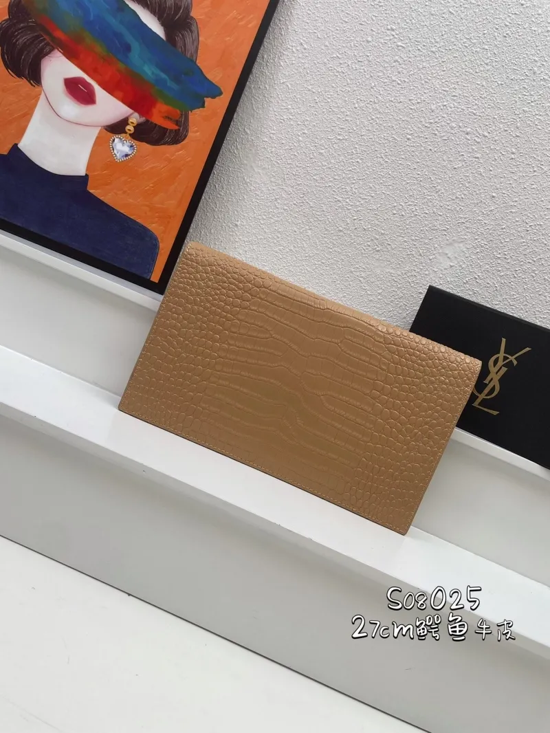 YSL Crocodile Leather Clutch Bag 27cm