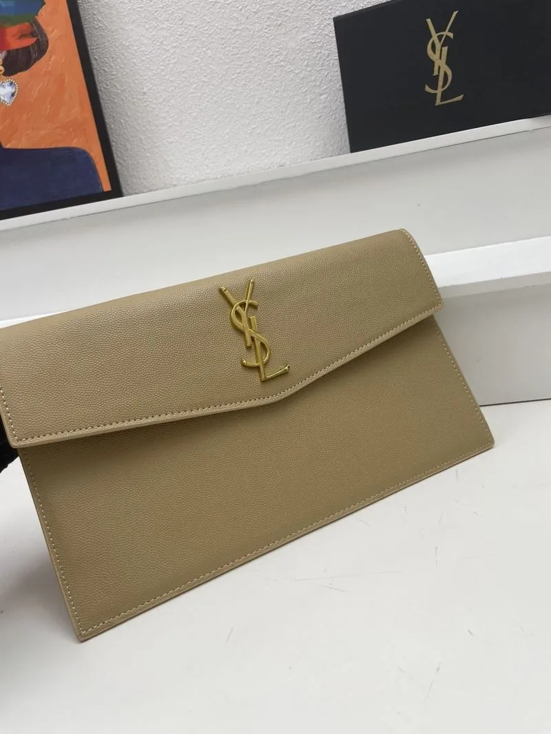 Alternative view of YSL Beige Caviar Leather Clutch Bag S08025 27cm