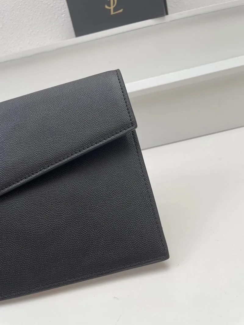 YSL Black Caviar Leather Clutch S08025 27cm - Image 5