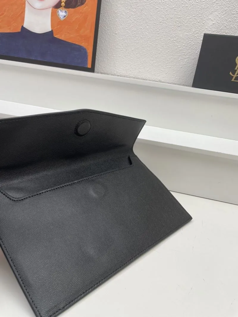 YSL Black Caviar Leather Clutch S08025 27cm - Image 7