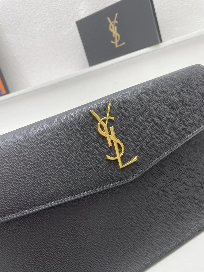 YSL Black Leather Clutch S08025 27cm - Image 3