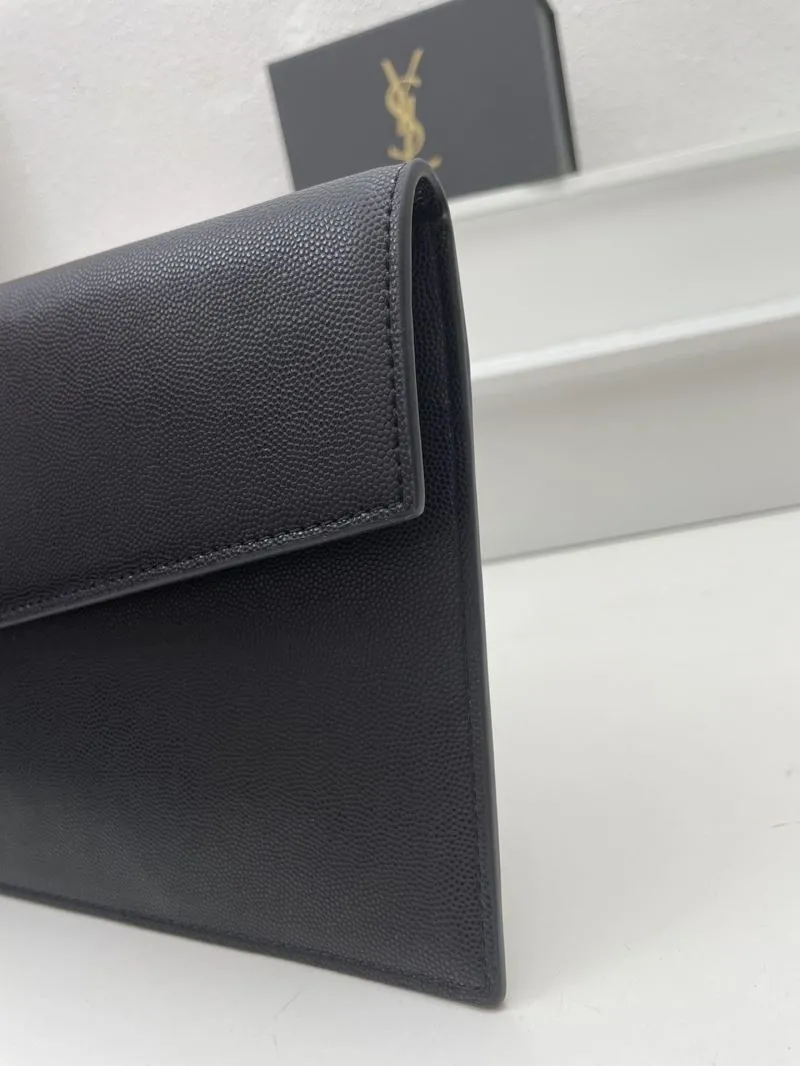 YSL Black Leather Clutch S08025 27cm - Image 4