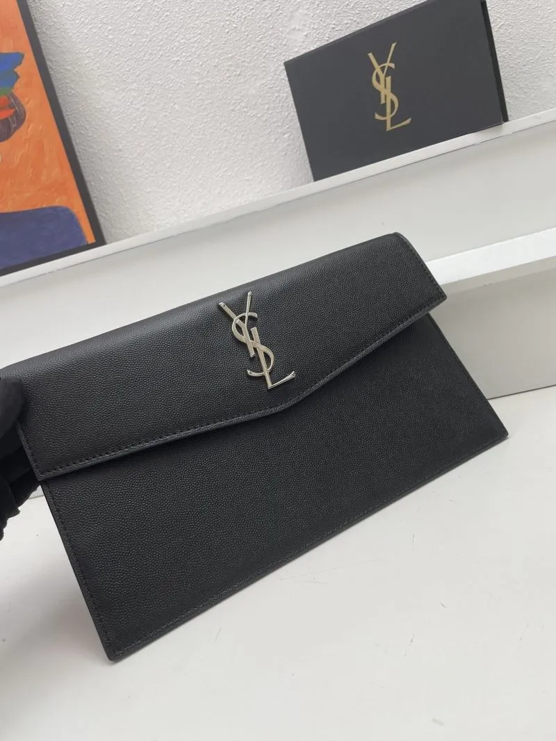 Alternative view of YSL Black Caviar Leather Envelope Clutch S08025 27cm