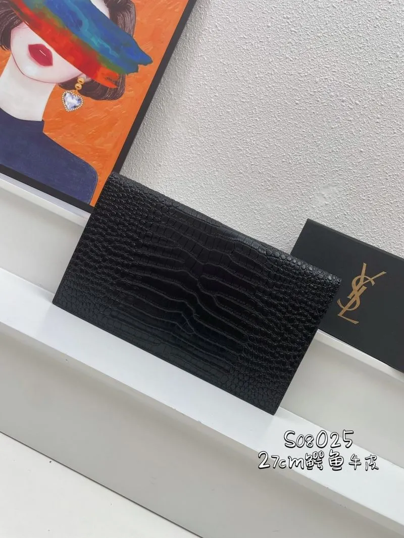 Alternative view of YSL Black Crocodile Leather Clutch Bag 27cm S08025