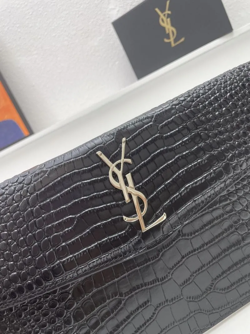 YSL Black Crocodile Leather Clutch Bag 27cm S08025 - Image 3