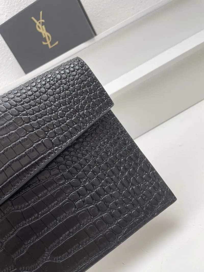 YSL Black Crocodile Leather Clutch Bag 27cm S08025 - Image 4
