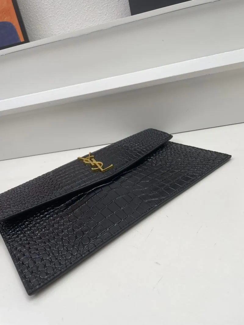 YSL Black Crocodile Leather Clutch Bag S08025 27cm - Image 4