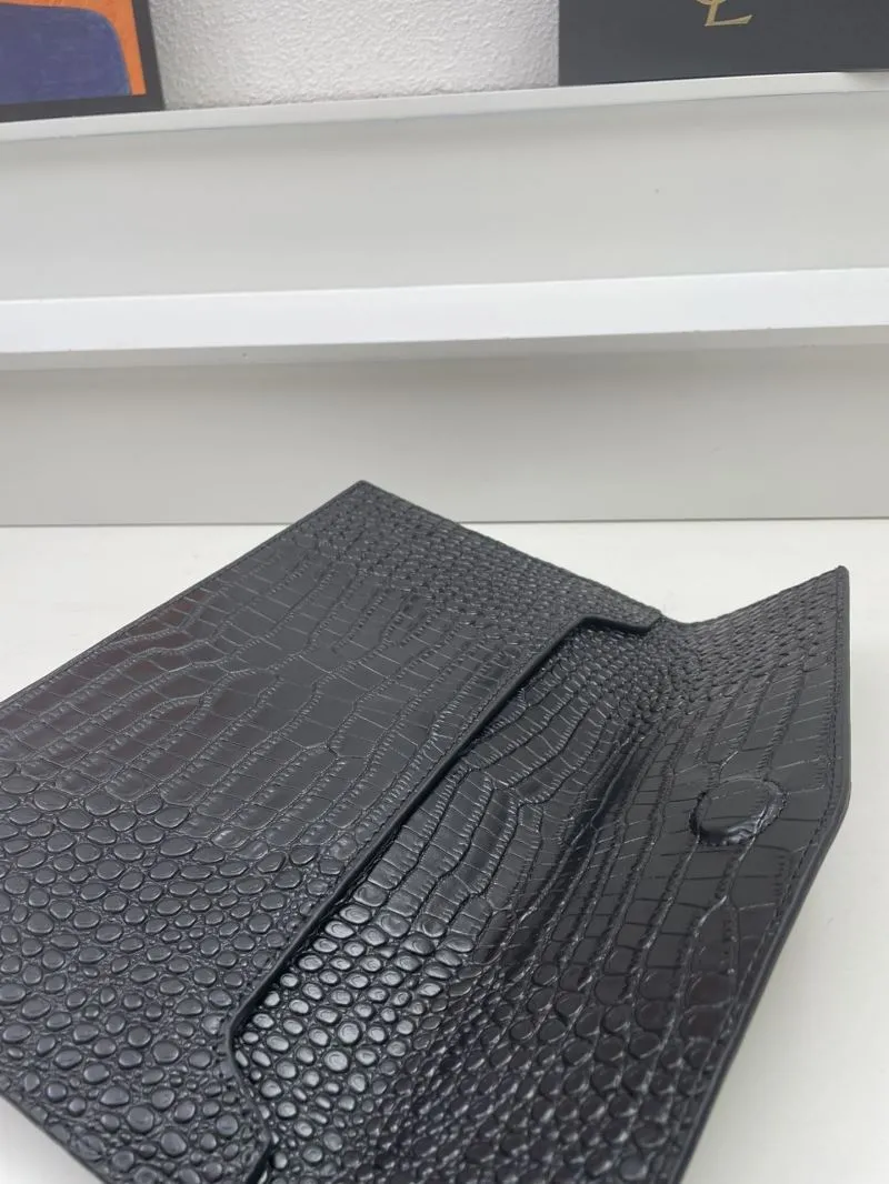 YSL Black Crocodile Leather Clutch Bag S08025 27cm - Image 5