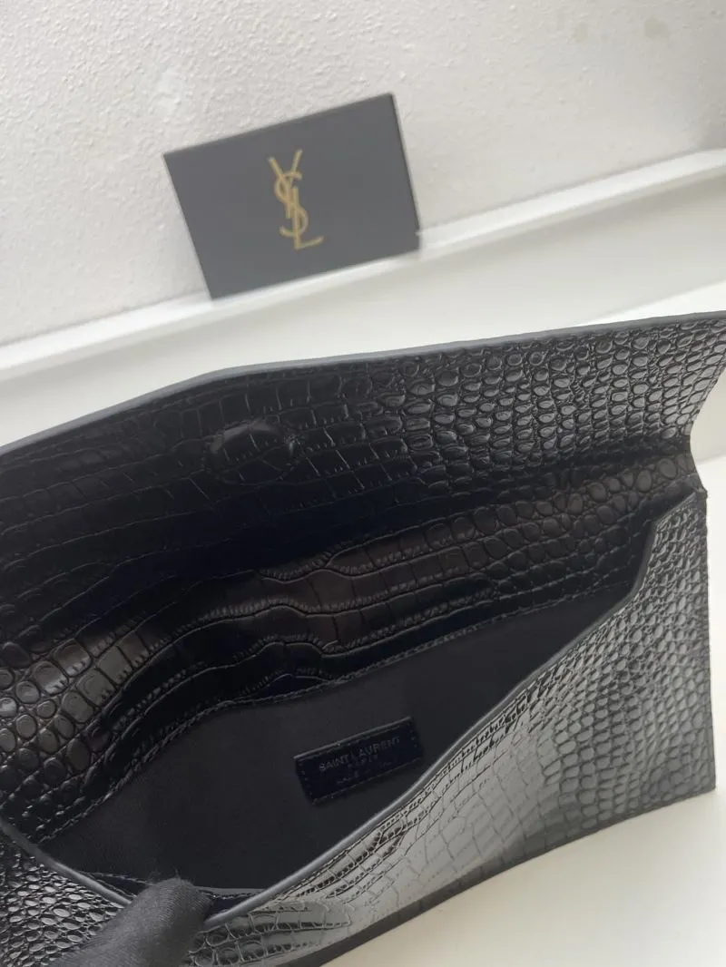 YSL Black Crocodile Leather Clutch Bag 27cm S08025 - Image 6