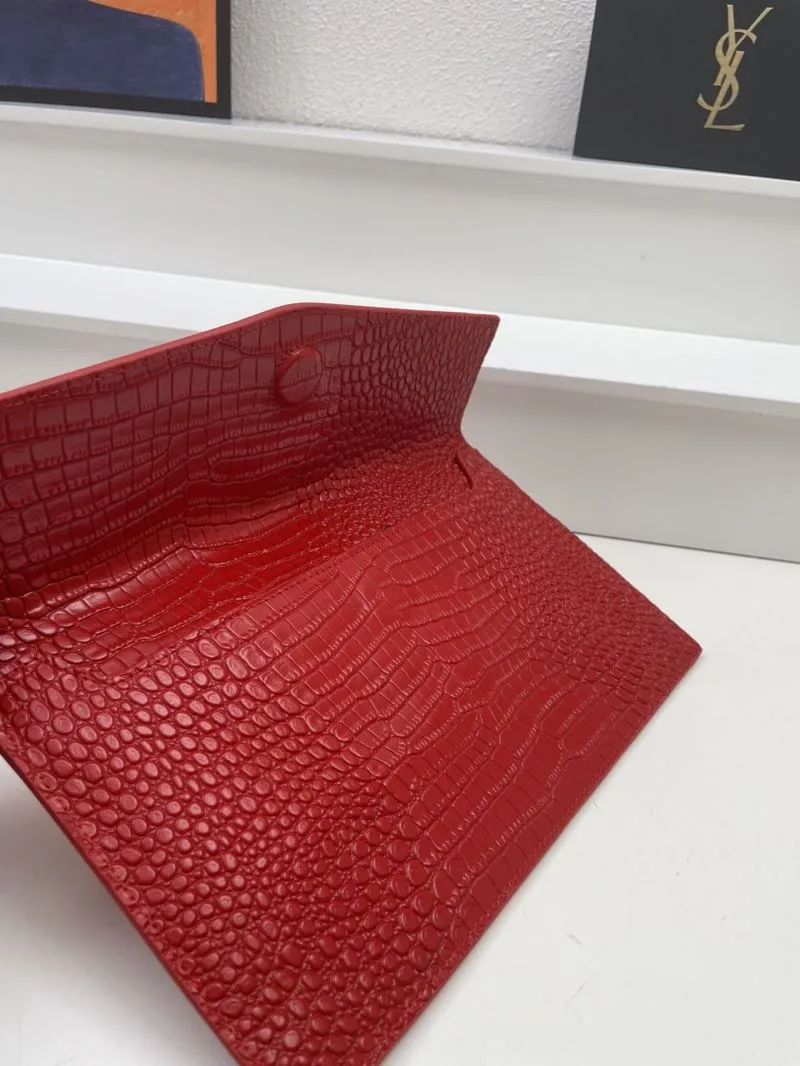 YSL Red Crocodile Embossed Clutch Bag S08025 27cm - Image 7