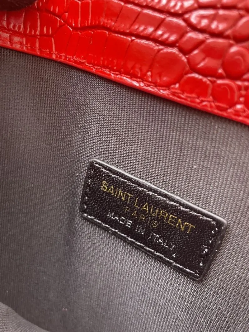YSL Red Crocodile Embossed Clutch Bag S08025 27cm - Image 8