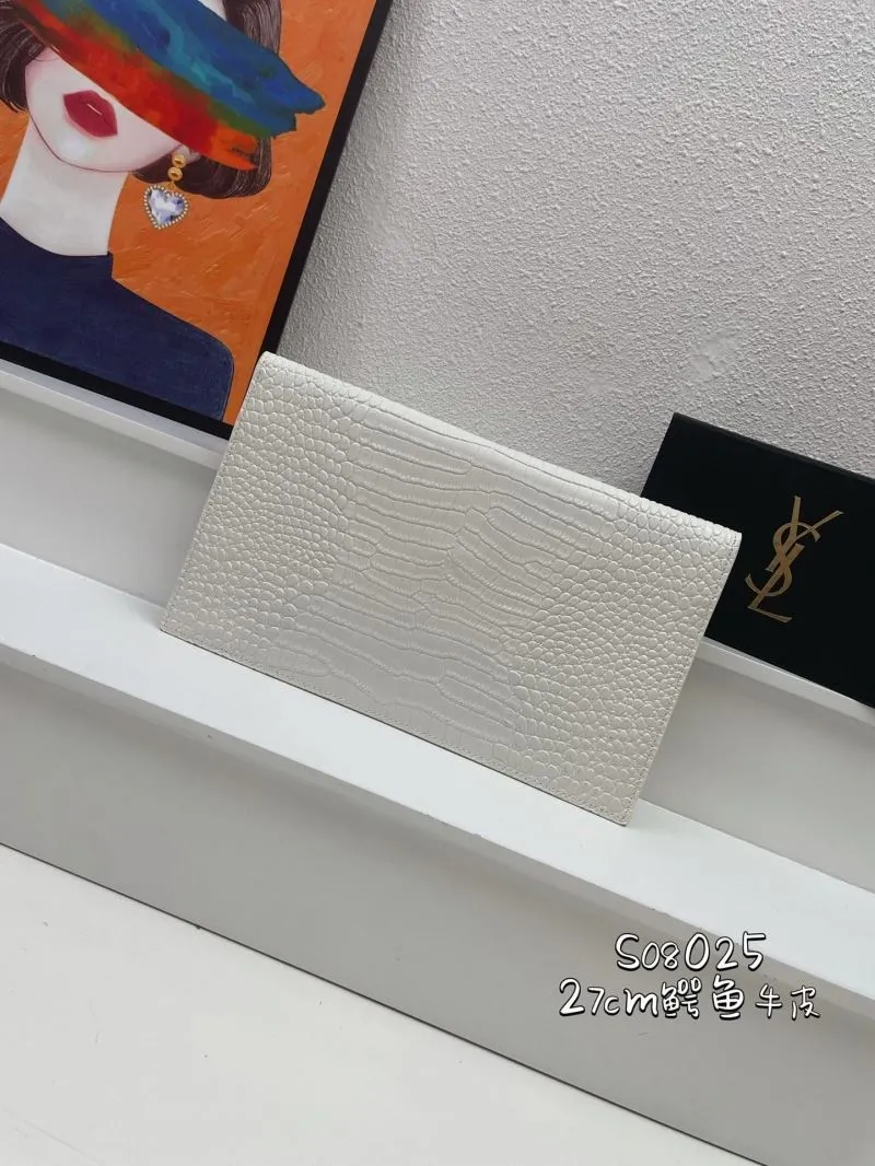 Alternative view of YSL White Crocodile Leather Clutch S08025 27cm