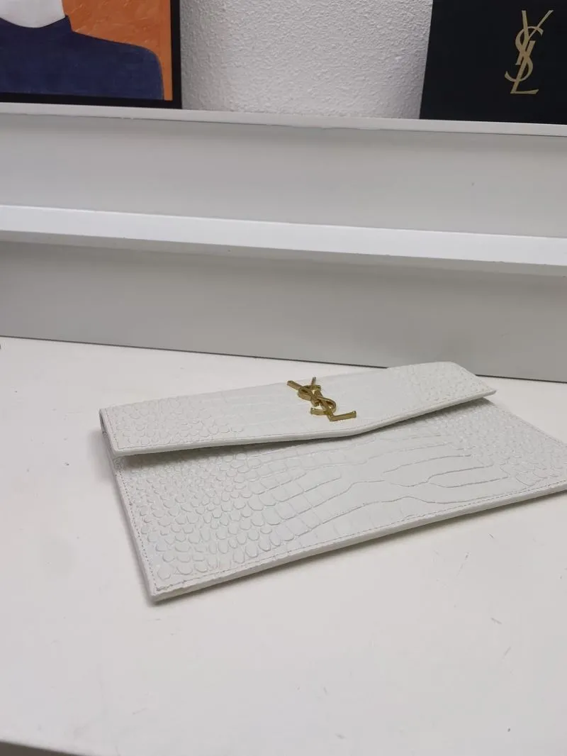 YSL White Crocodile Leather Clutch S08025 27cm - Image 6