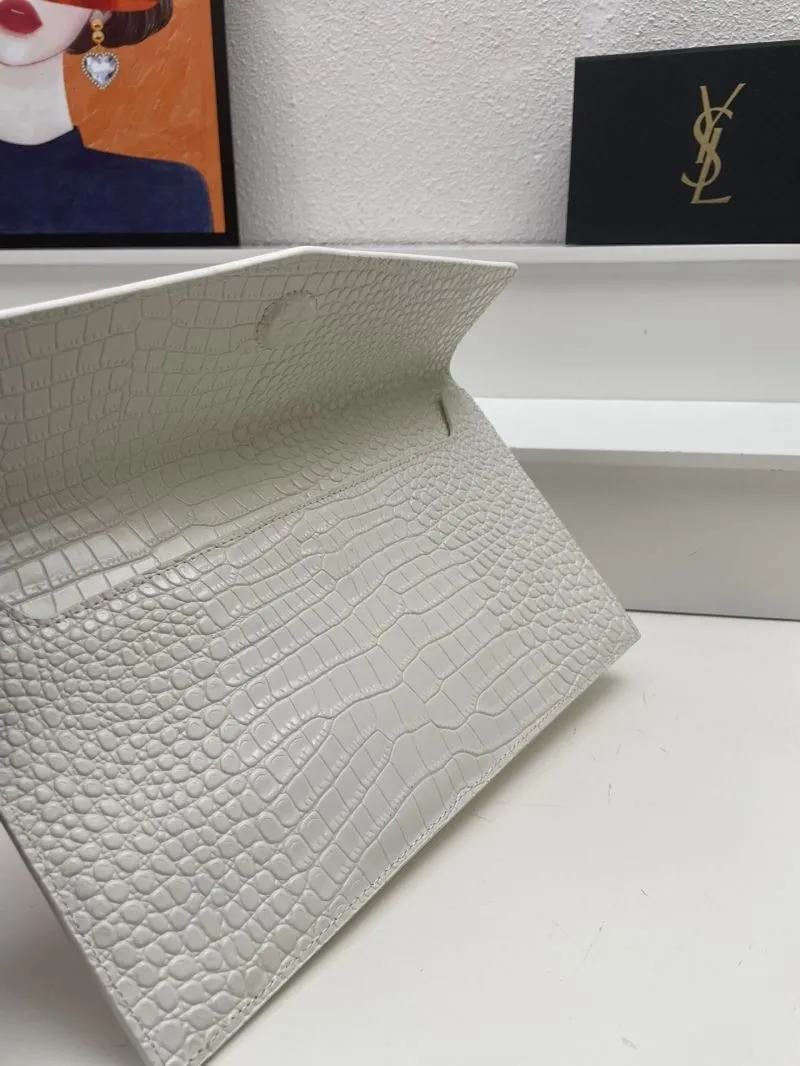YSL White Crocodile Leather Clutch S08025 27cm - Image 7