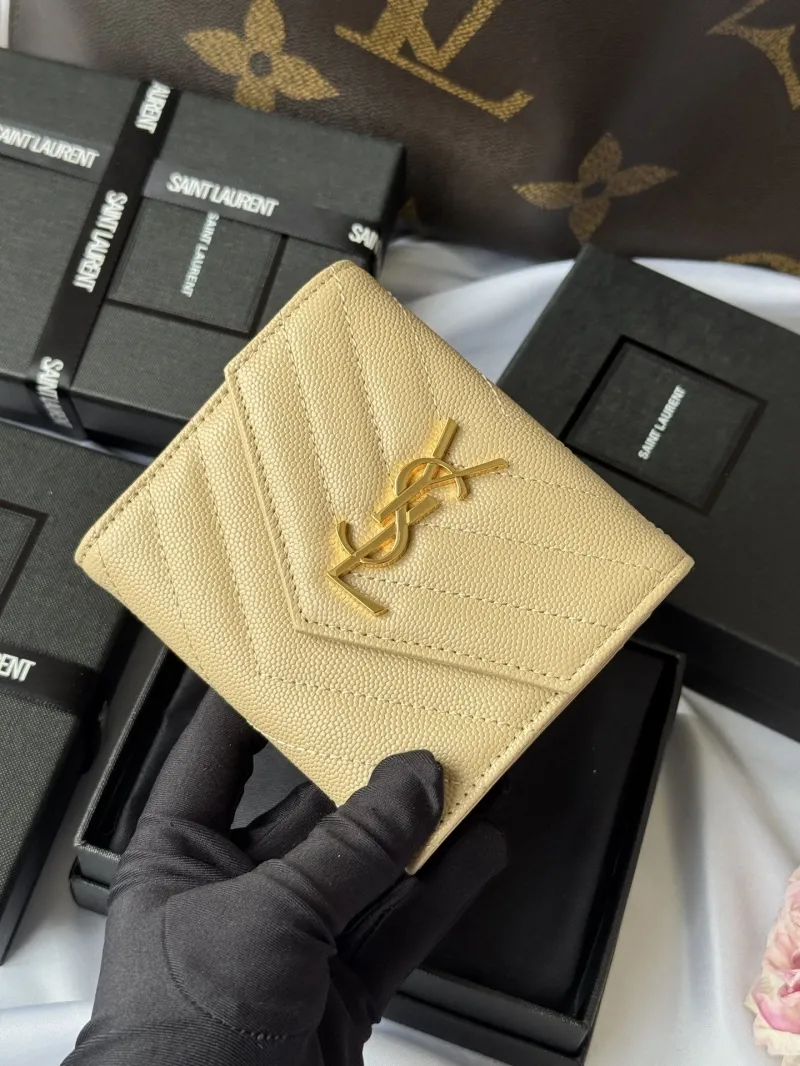 Saint Laurent Beige Compact Leather Wallet 342 - Image 4