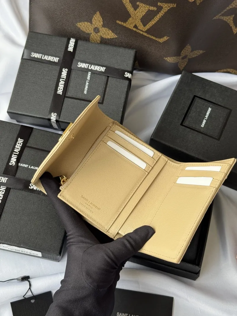 Saint Laurent Beige Compact Leather Wallet 342 - Image 5