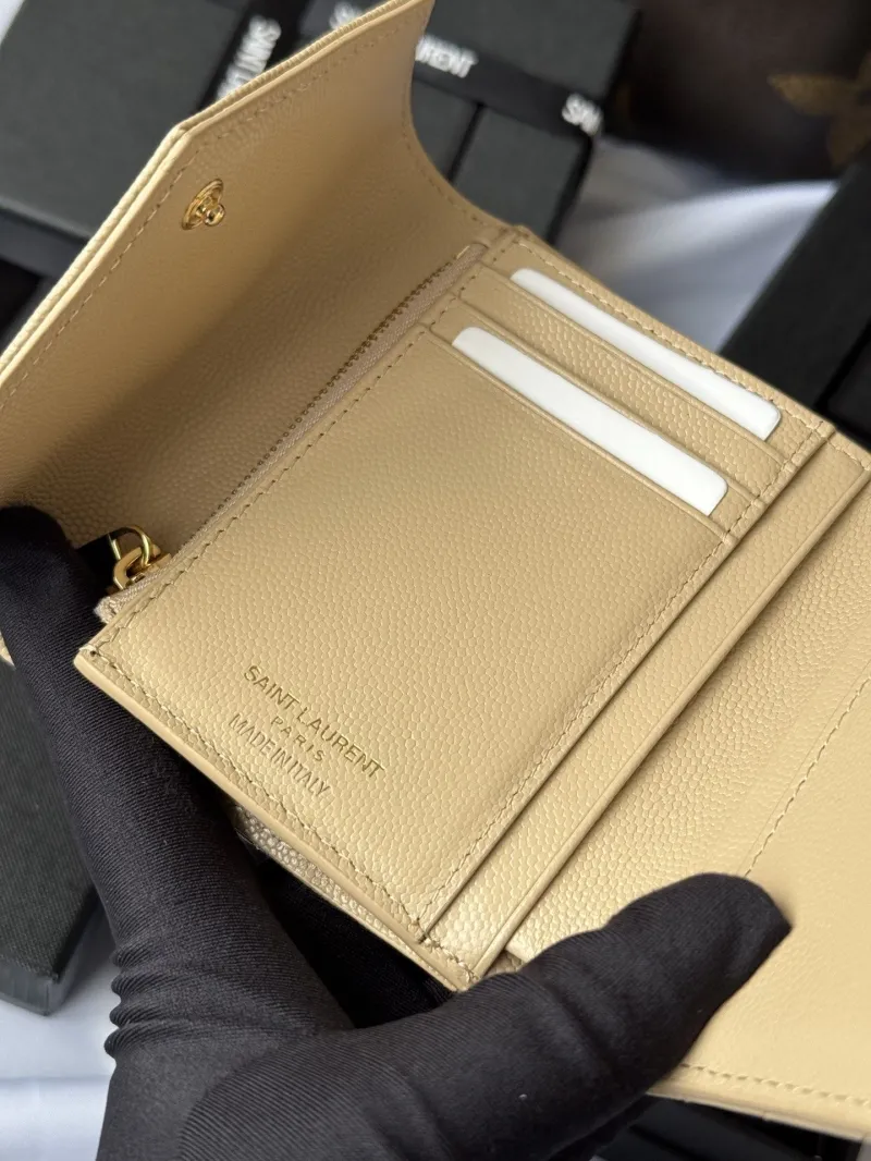 Saint Laurent Beige Compact Leather Wallet 342 - Image 6