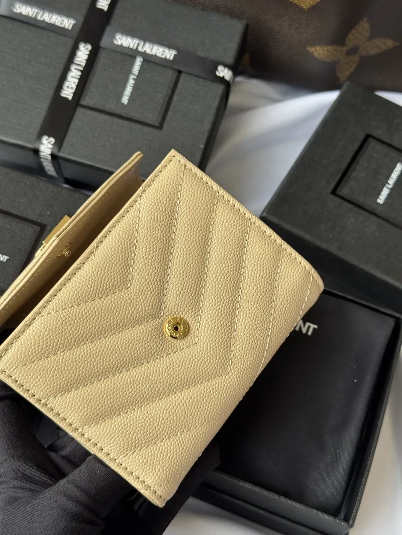 Saint Laurent Beige Compact Leather Wallet 342 - Image 7