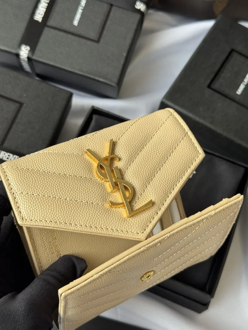 Saint Laurent Beige Compact Leather Wallet 342 - Image 8