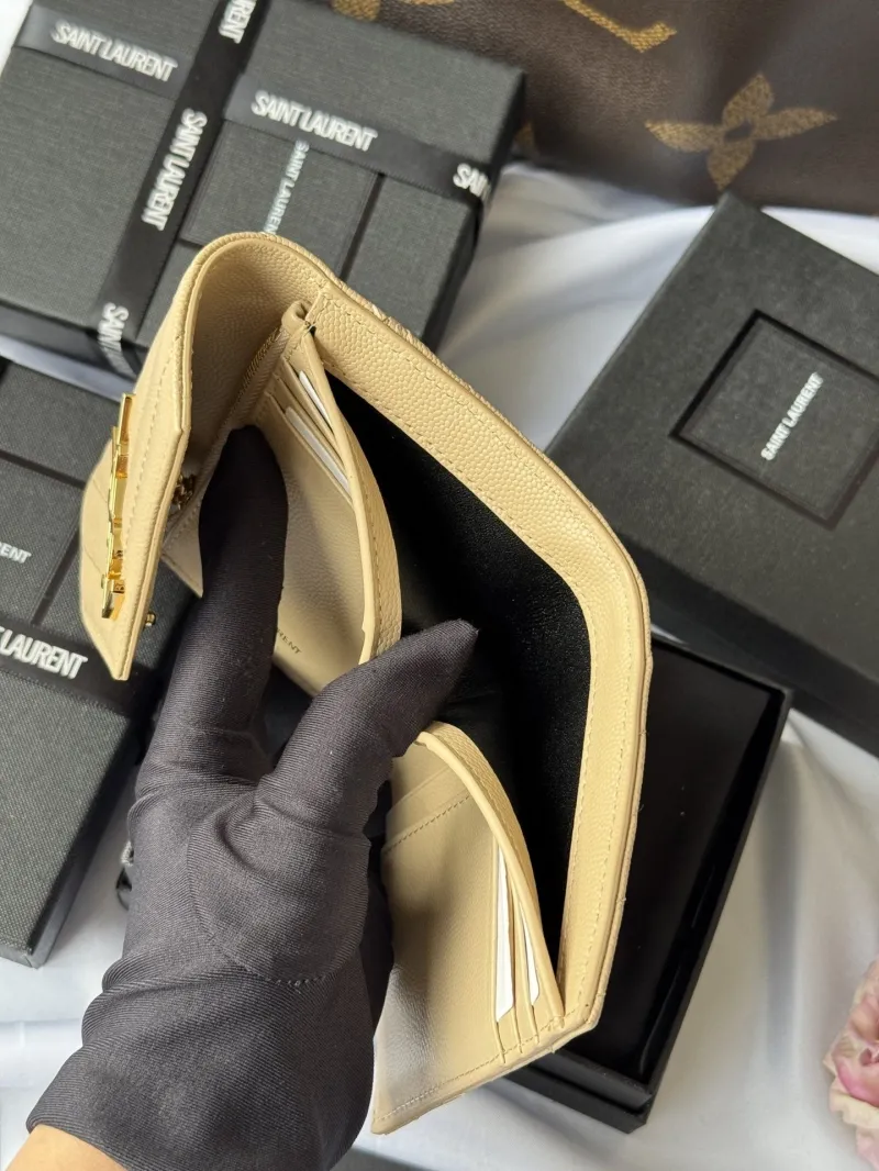 Saint Laurent Beige Compact Leather Wallet 342 - Image 9