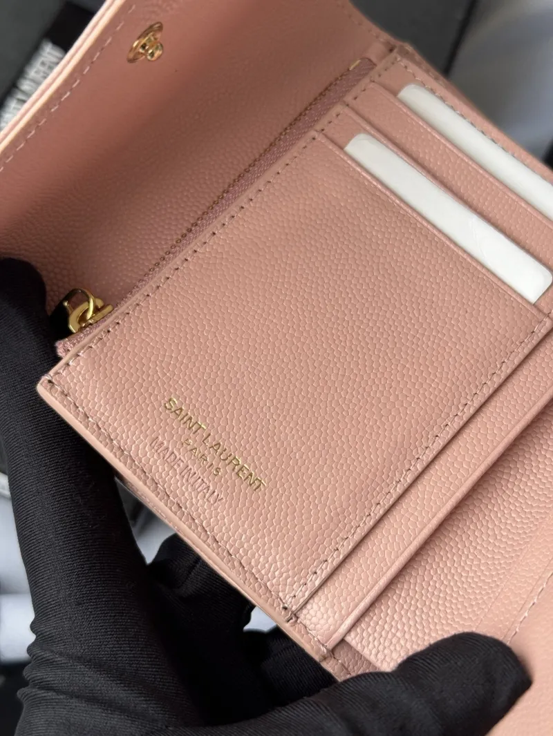 Saint Laurent Pink Leather Compact Wallet - Image 6