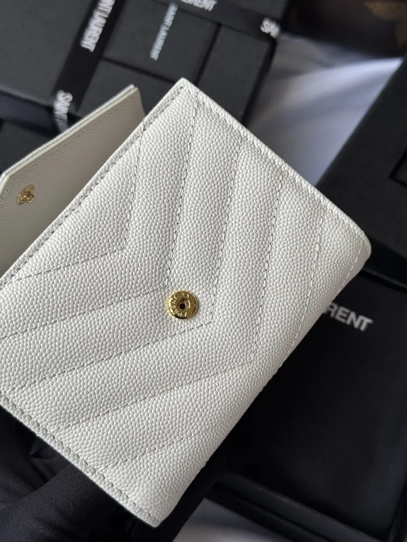 Saint Laurent White Compact Leather Wallet 345 - Image 7
