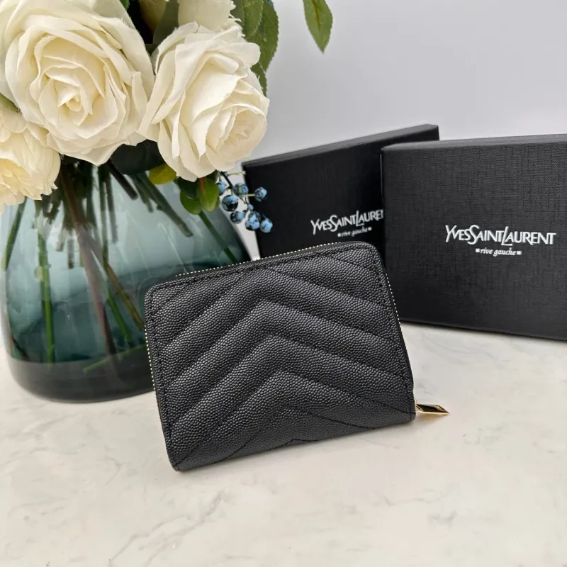 YSL Black Zip Compact Wallet 349 - Image 3